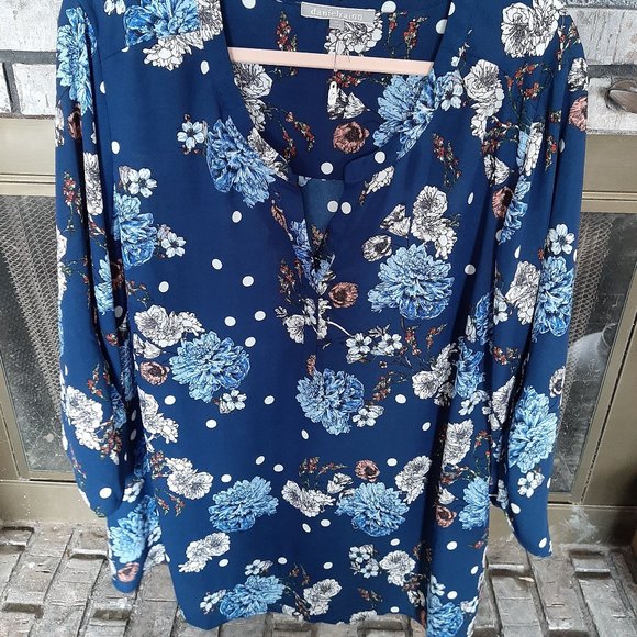 Blue Floral Blouse - Picture 1 of 4